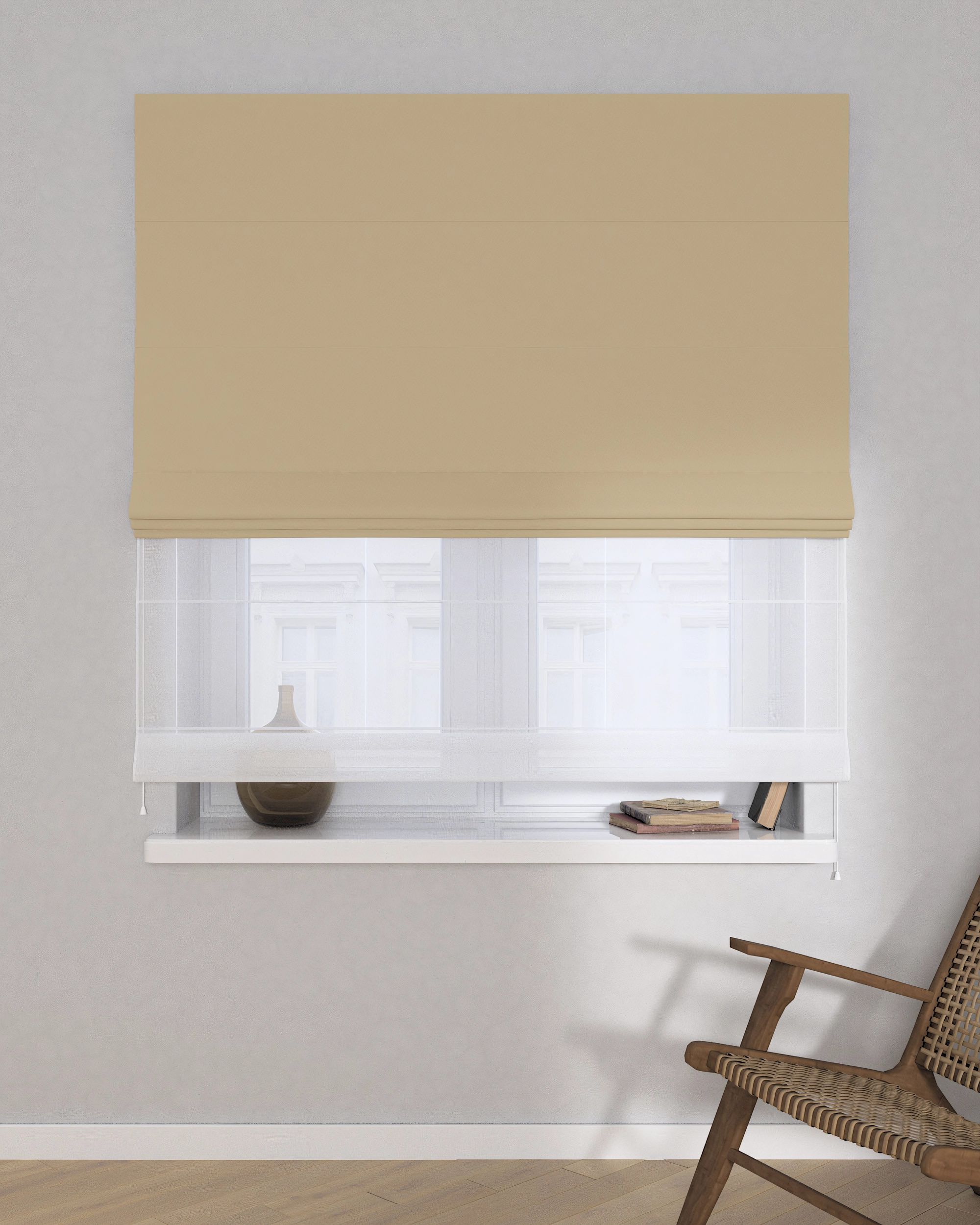 Raffrollo Duo 130x170cm Farbe golden Stoff verdunkelnd (hover)