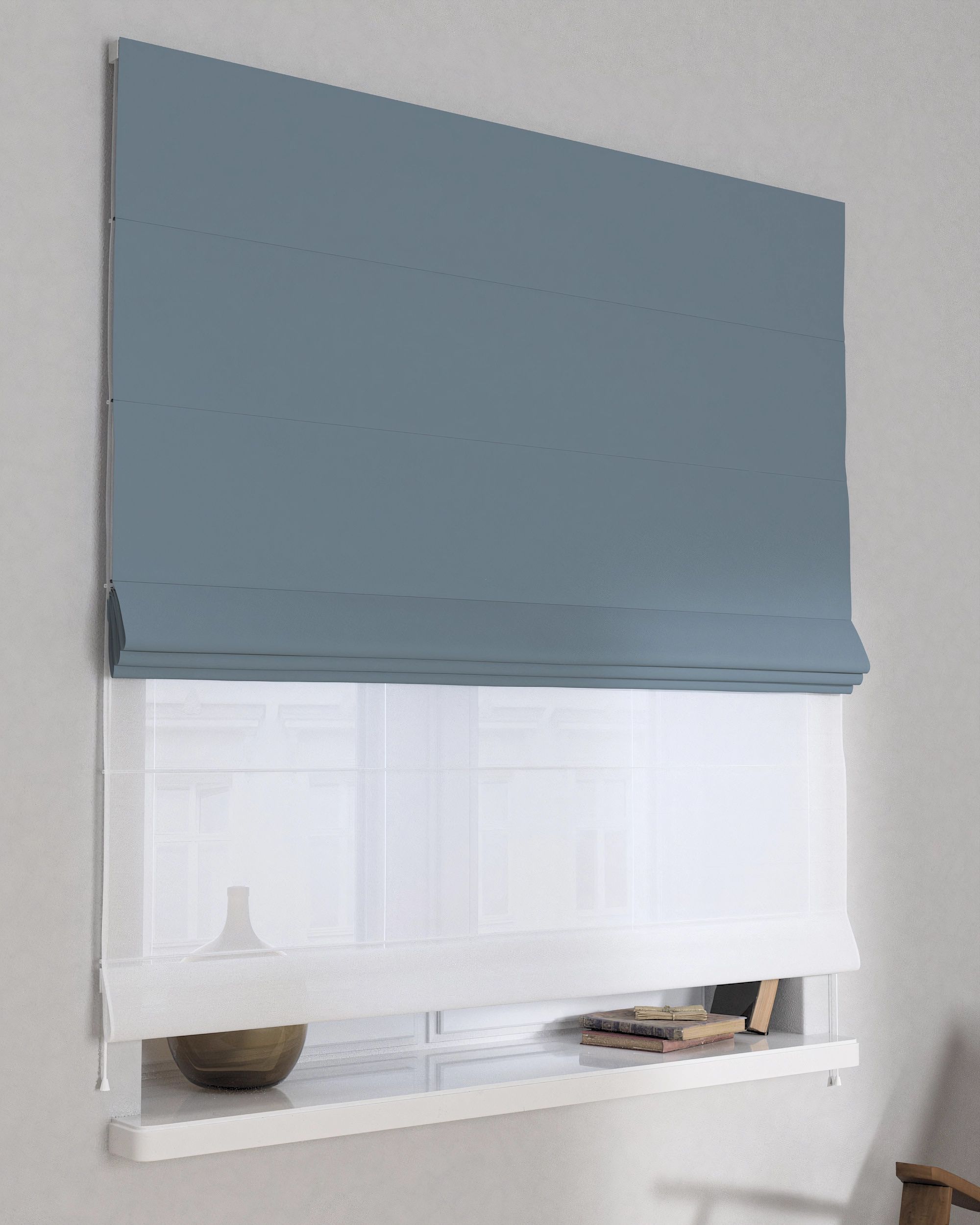 Raffrollo Duo 130x170cm Farbe blau Stoff verdunkelnd