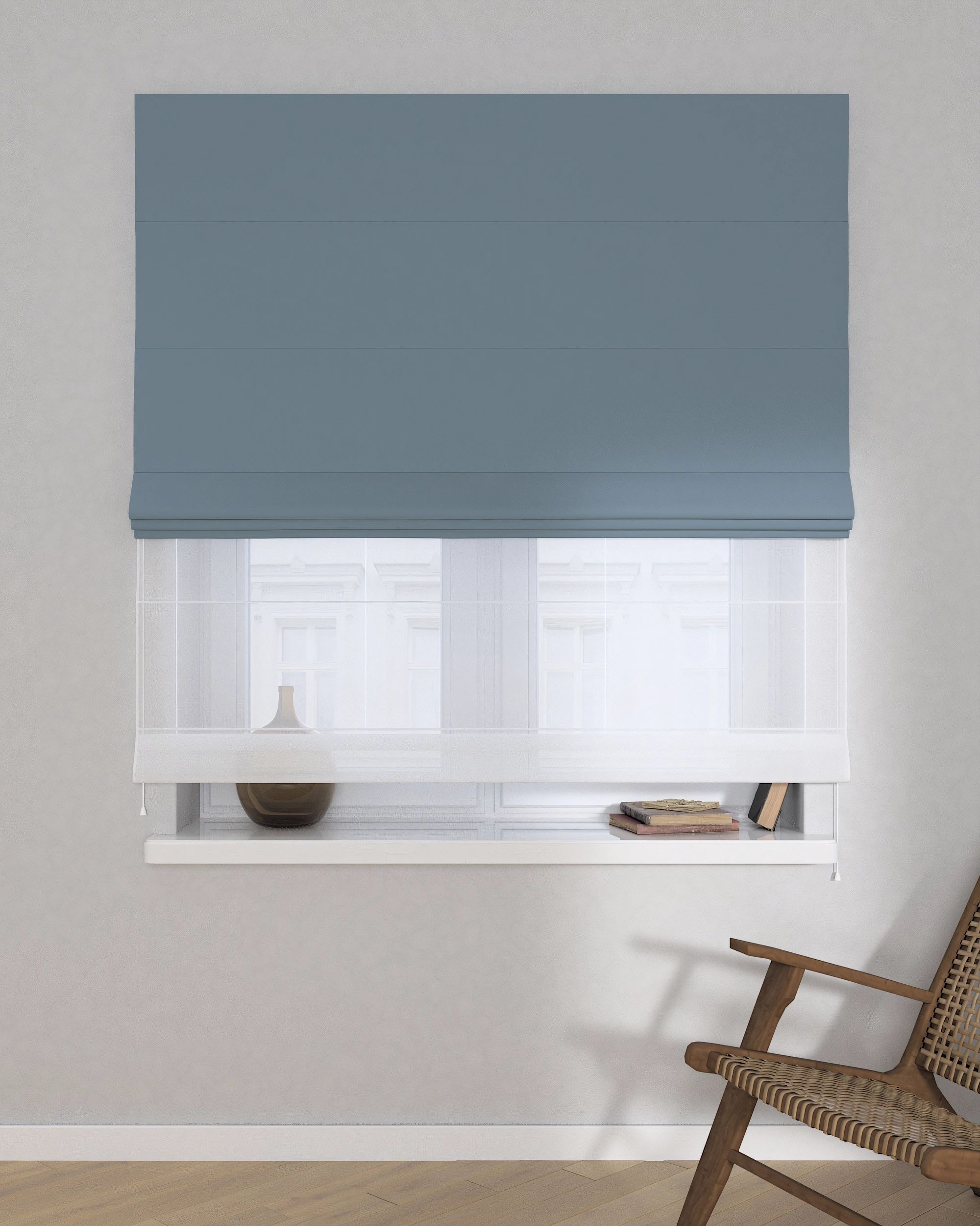 Raffrollo Duo 130x170cm Farbe blau Stoff verdunkelnd (hover)