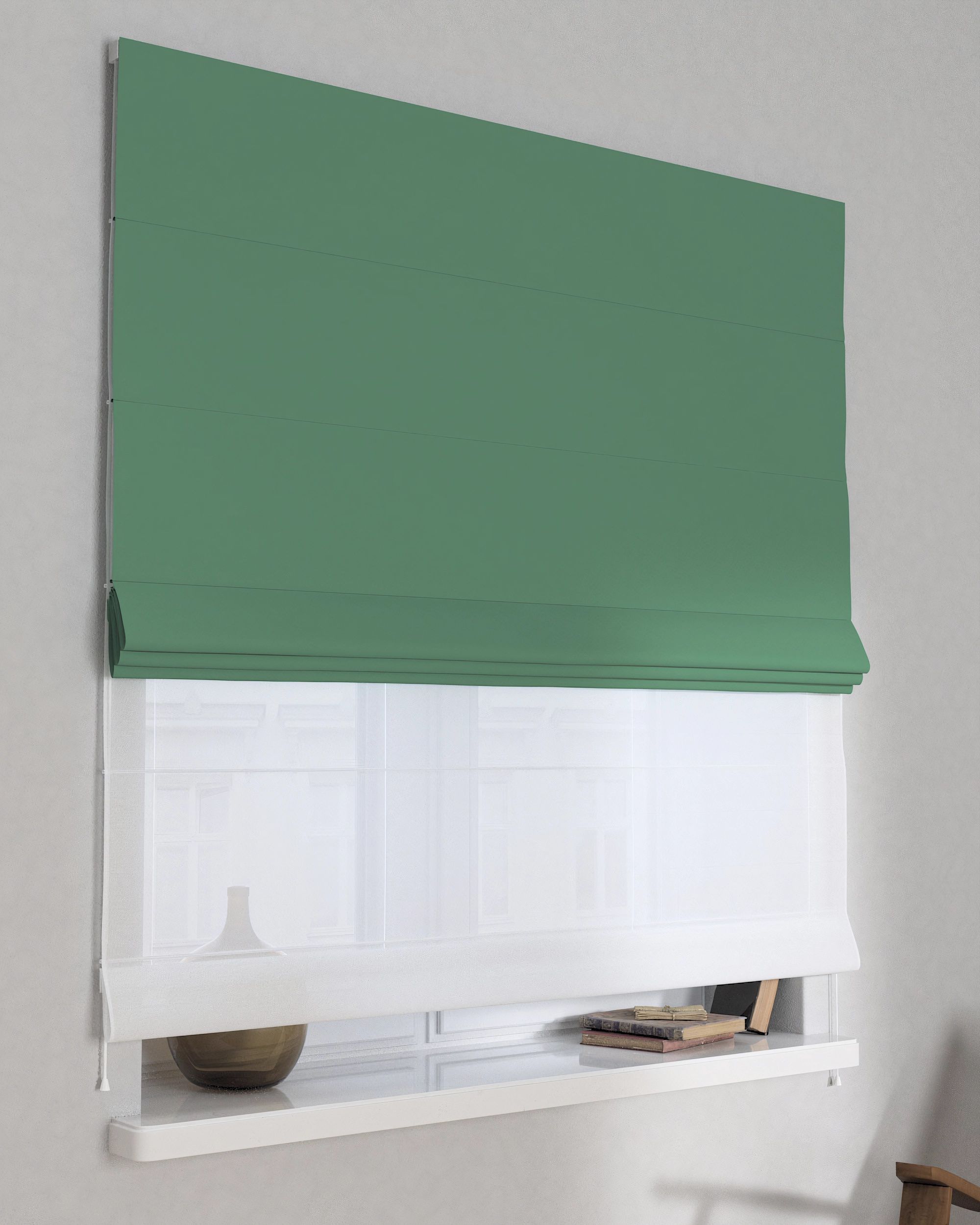 Raffrollo Duo 130x170cm Farbe grün Stoff verdunkelnd