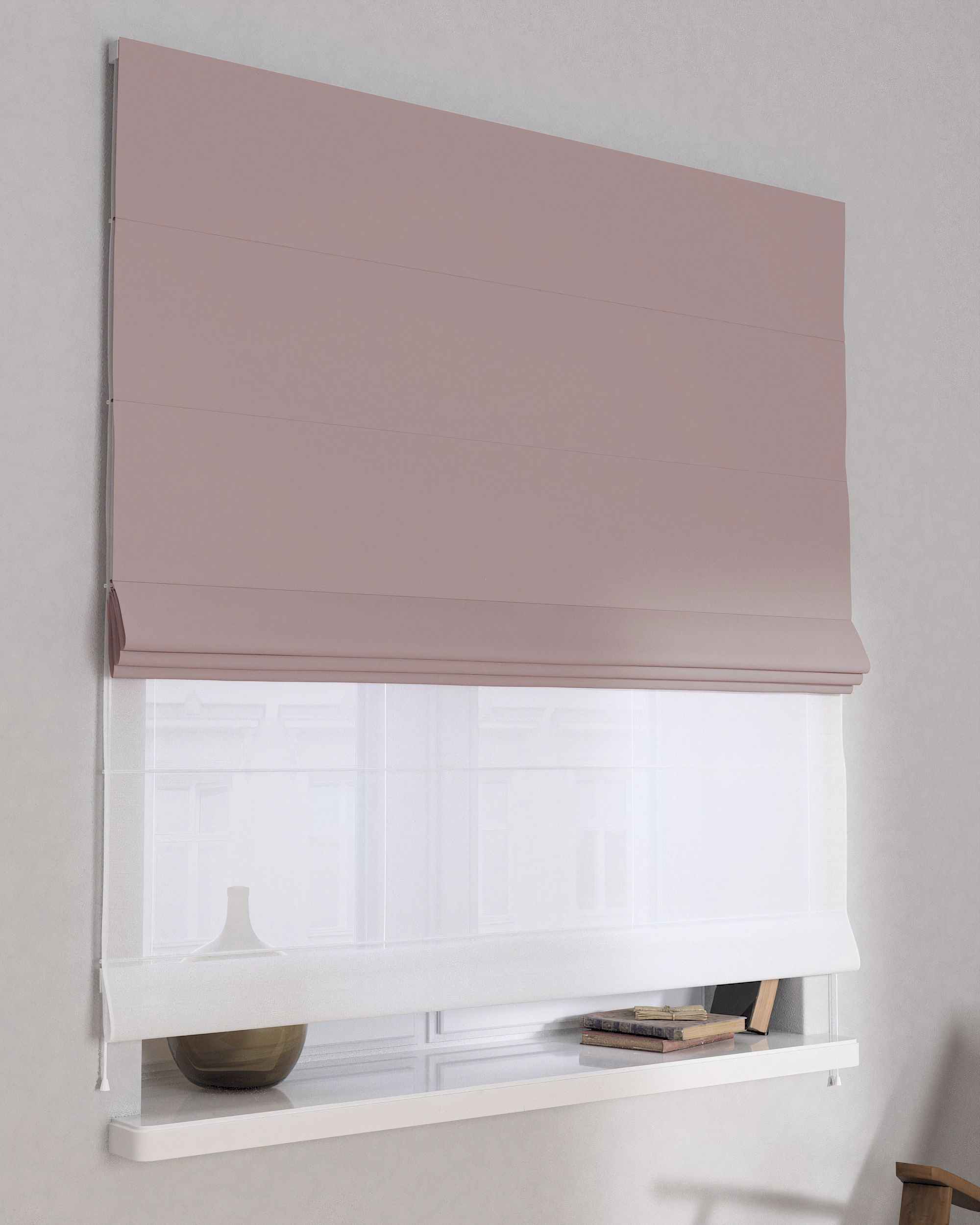 Raffrollo Duo 130x170cm Farbe rosa Stoff verdunkelnd