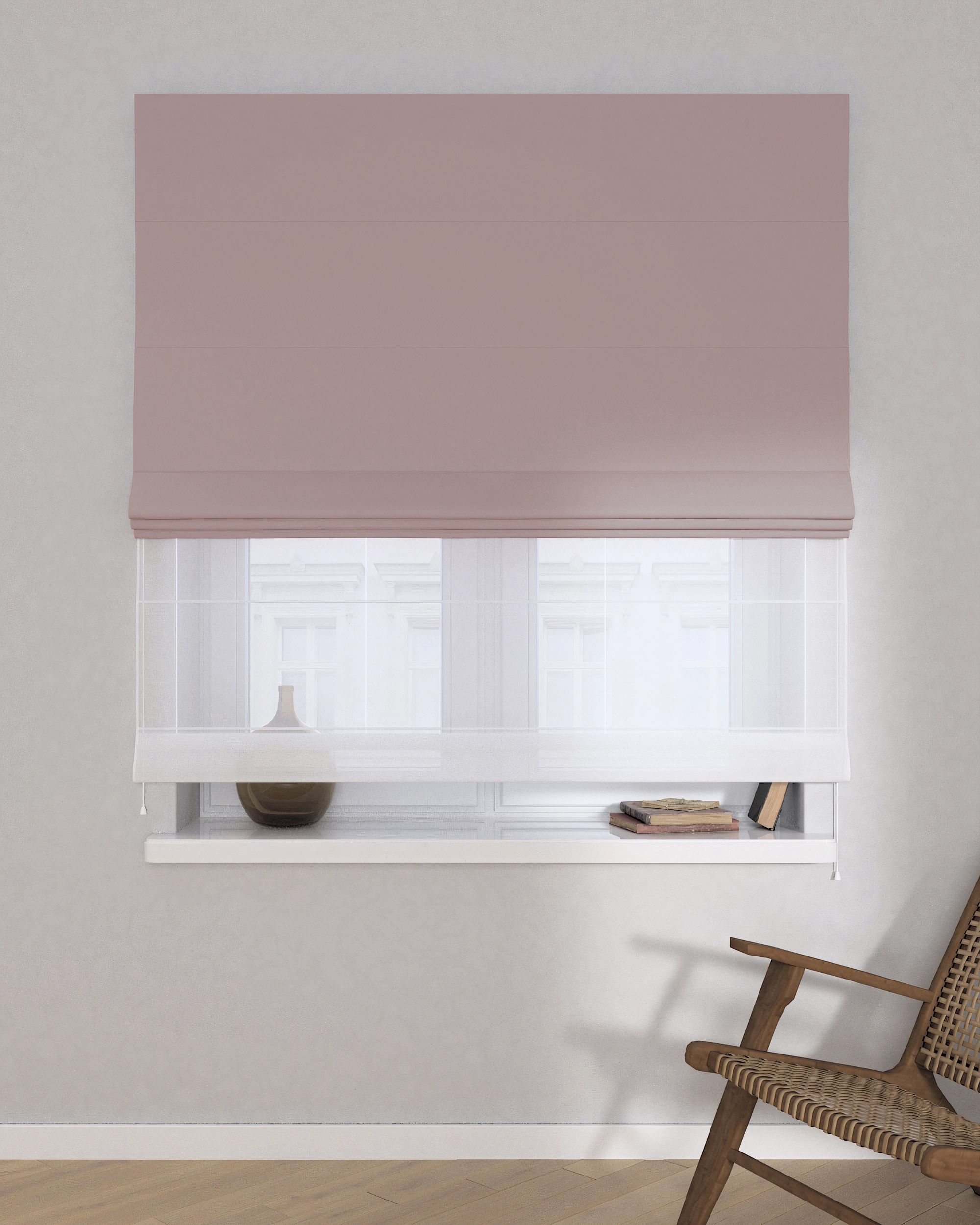 Raffrollo Duo 130x170cm Farbe rosa Stoff verdunkelnd (hover)