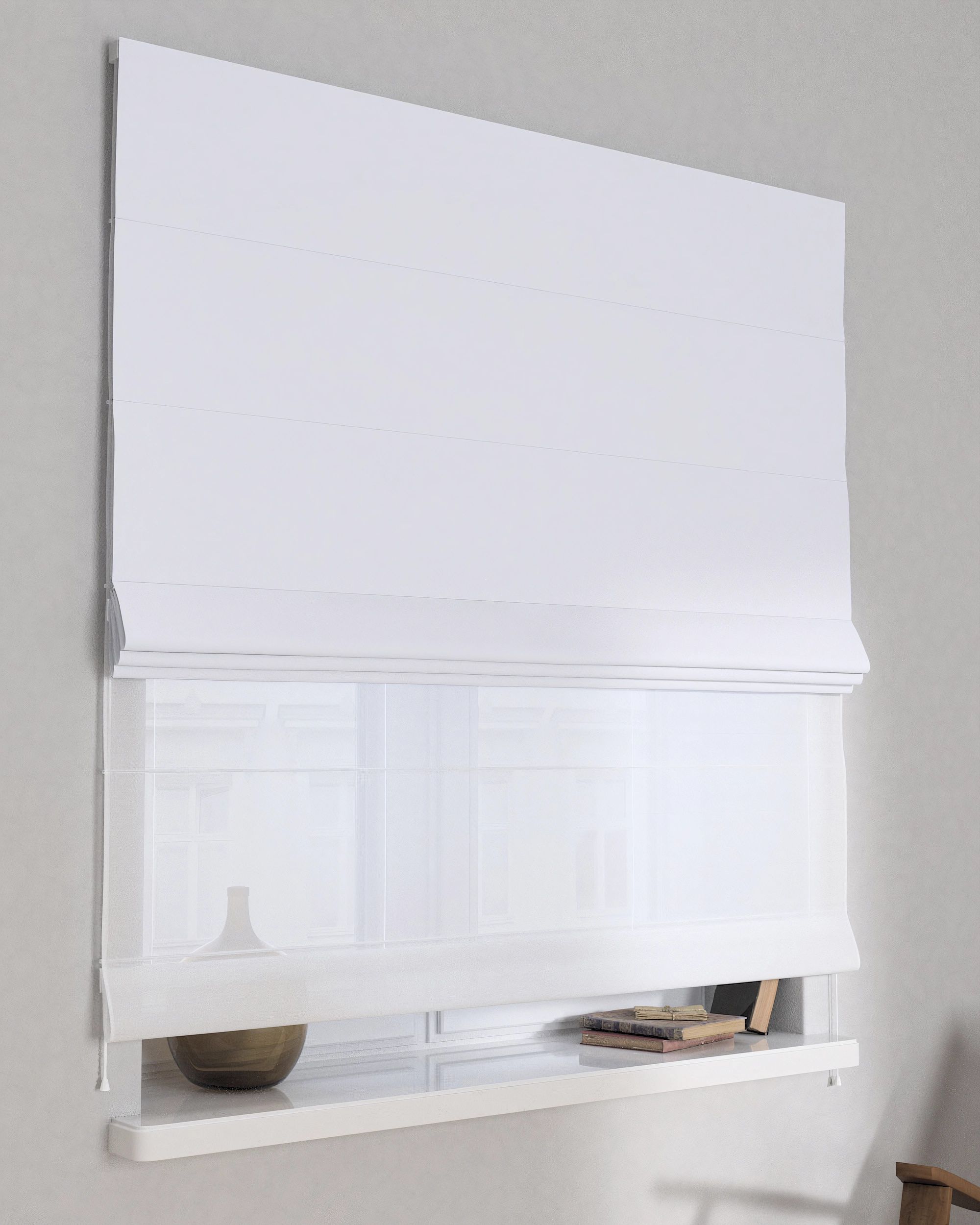 Raffrollo Duo 130x170cm Farbe weiß Stoff verdunkelnd