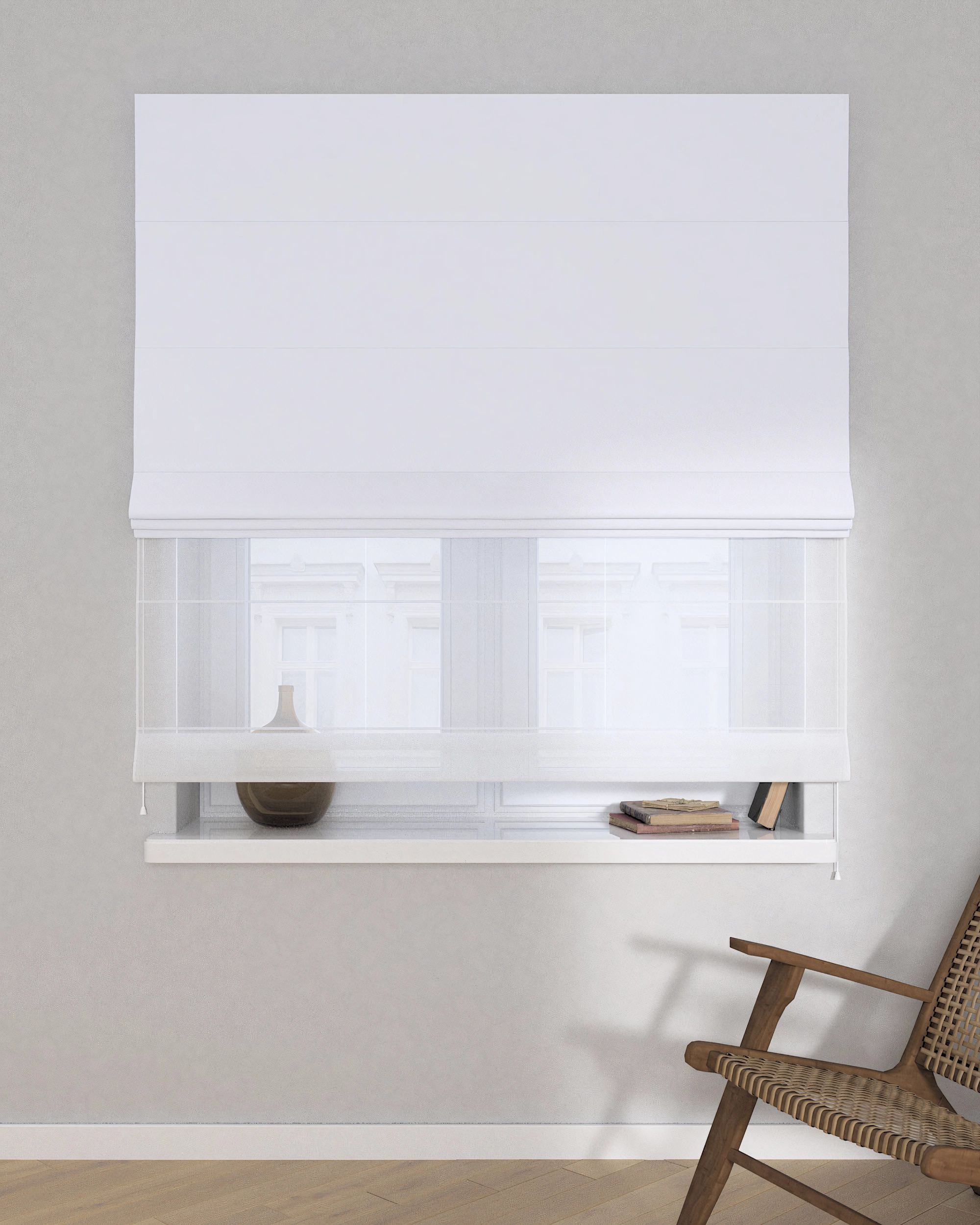 Raffrollo Duo 130x170cm Farbe weiß Stoff verdunkelnd (hover)