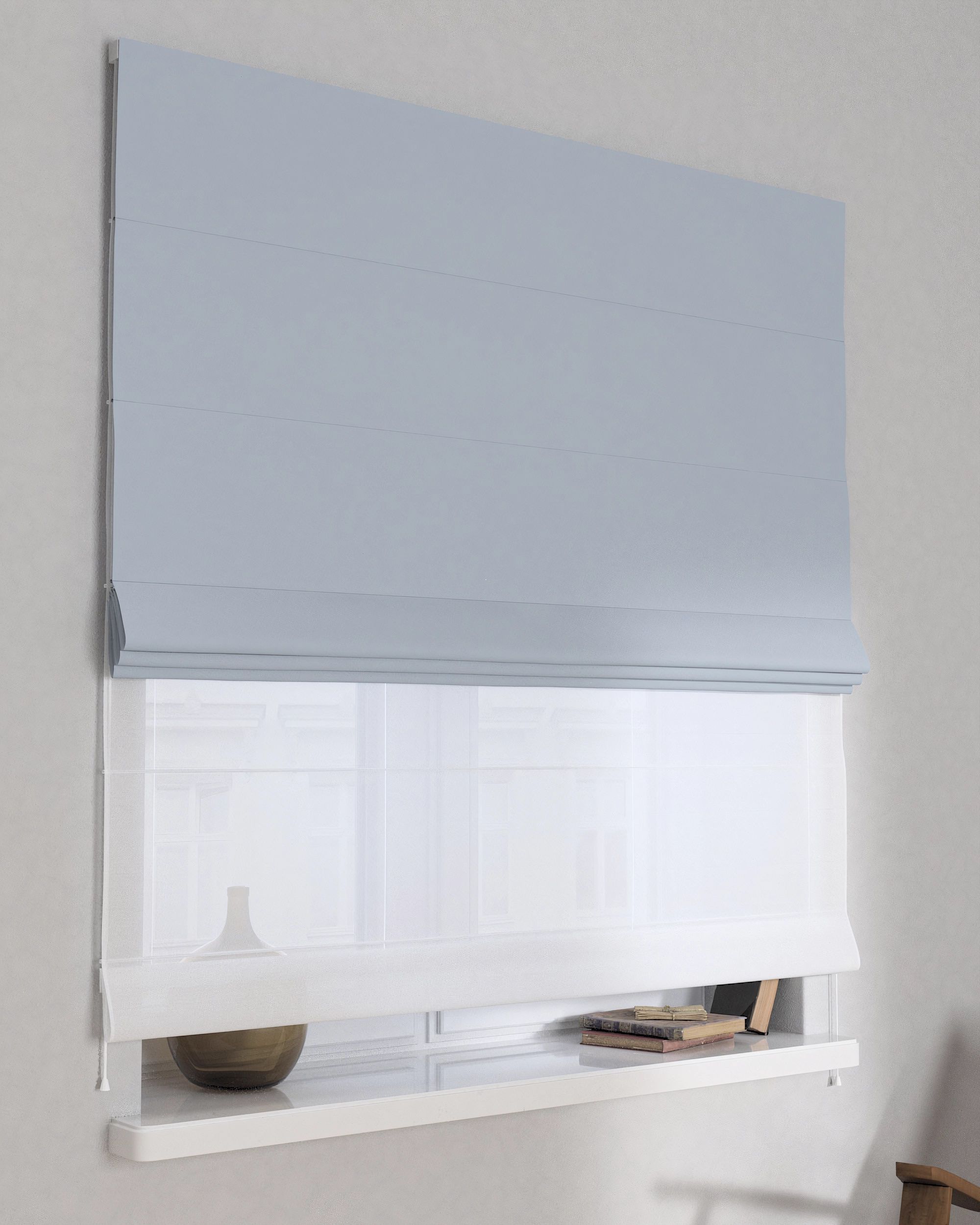 Raffrollo Duo 130x170cm Farbe grau Stoff verdunkelnd