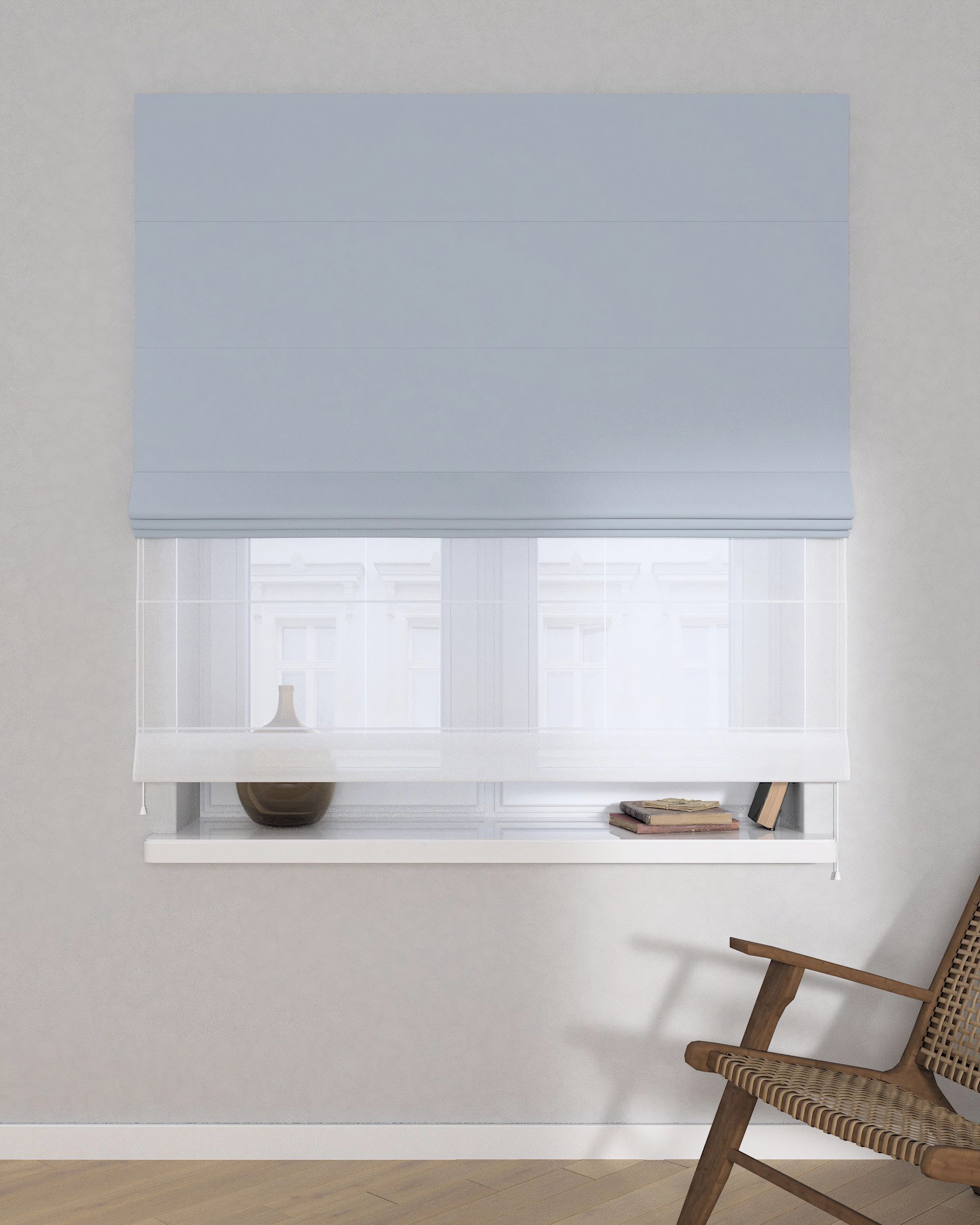Raffrollo Duo 130x170cm Farbe grau Stoff verdunkelnd (hover)