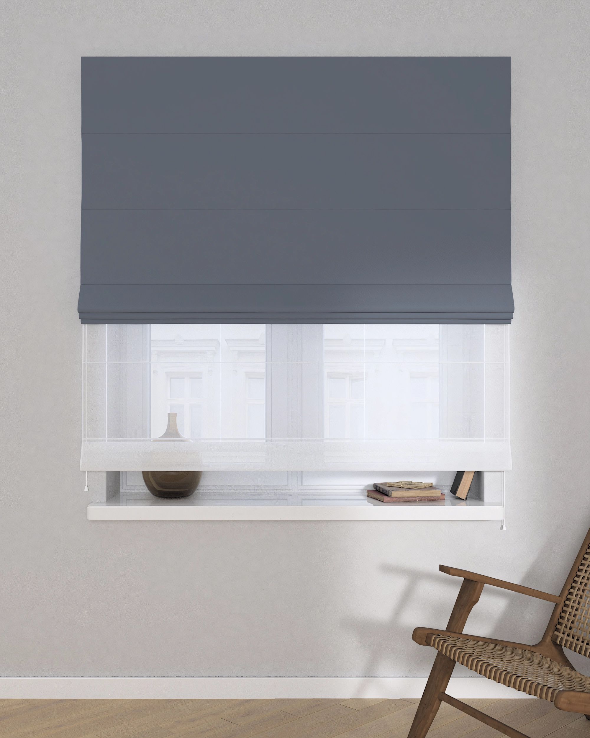 Raffrollo Duo 130x170cm Farbe grau Stoff verdunkelnd (hover)