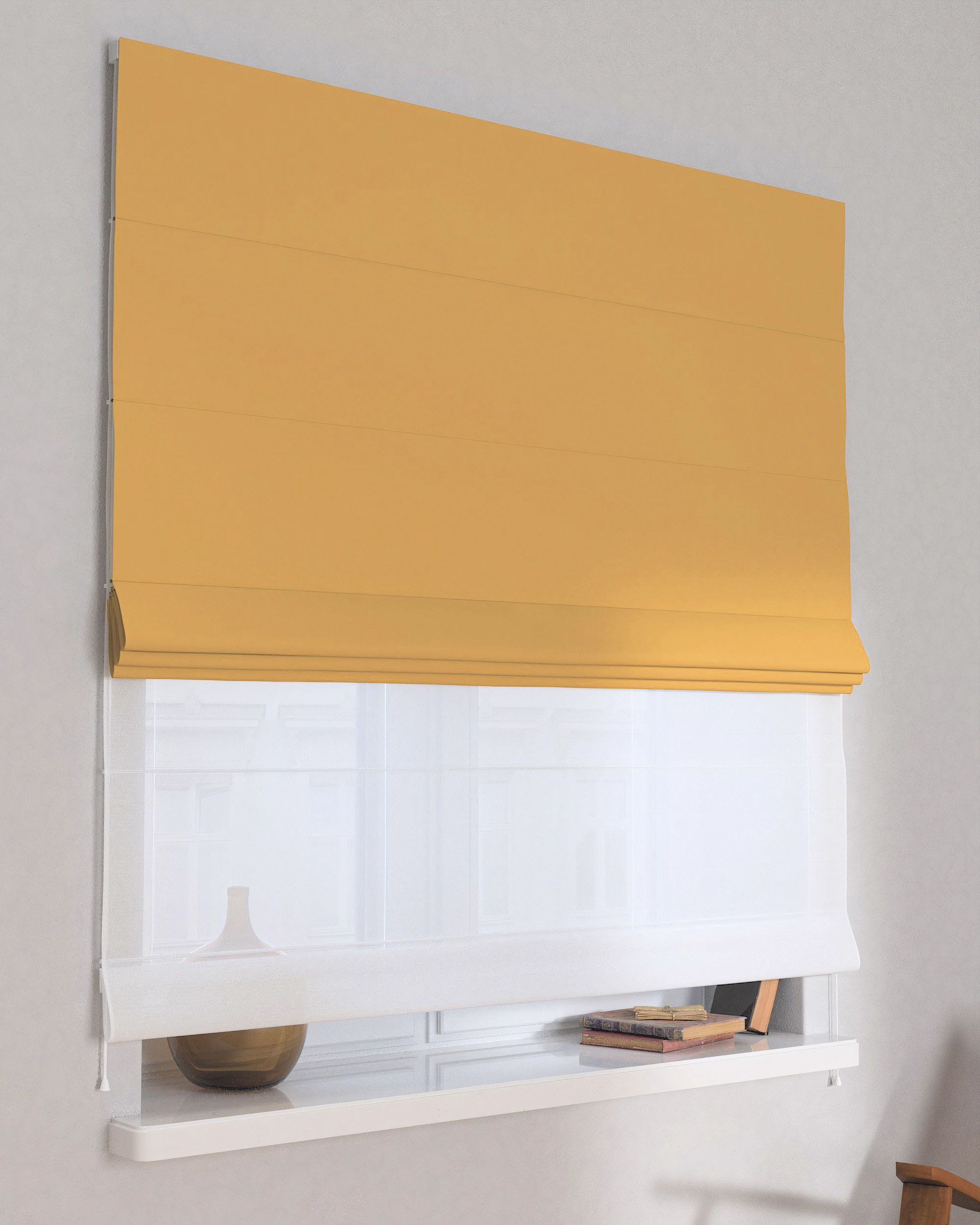 Raffrollo Duo 130x170cm Farbe gelb Stoff verdunkelnd