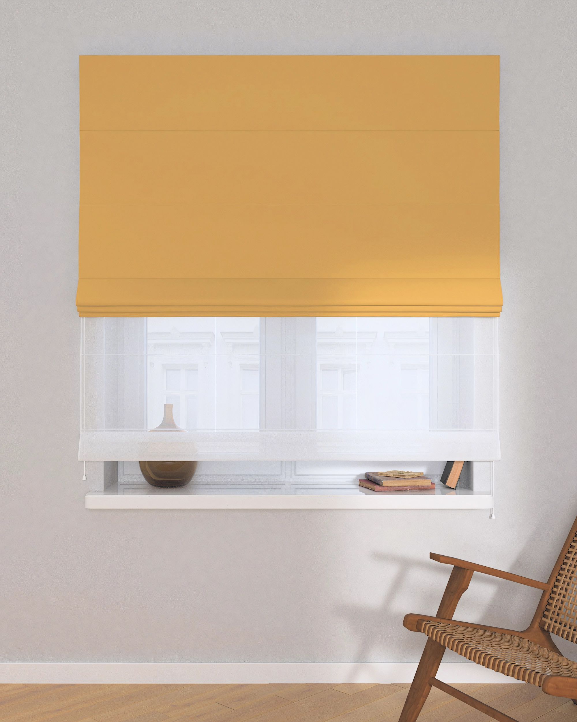 Raffrollo Duo 130x170cm Farbe gelb Stoff verdunkelnd (hover)