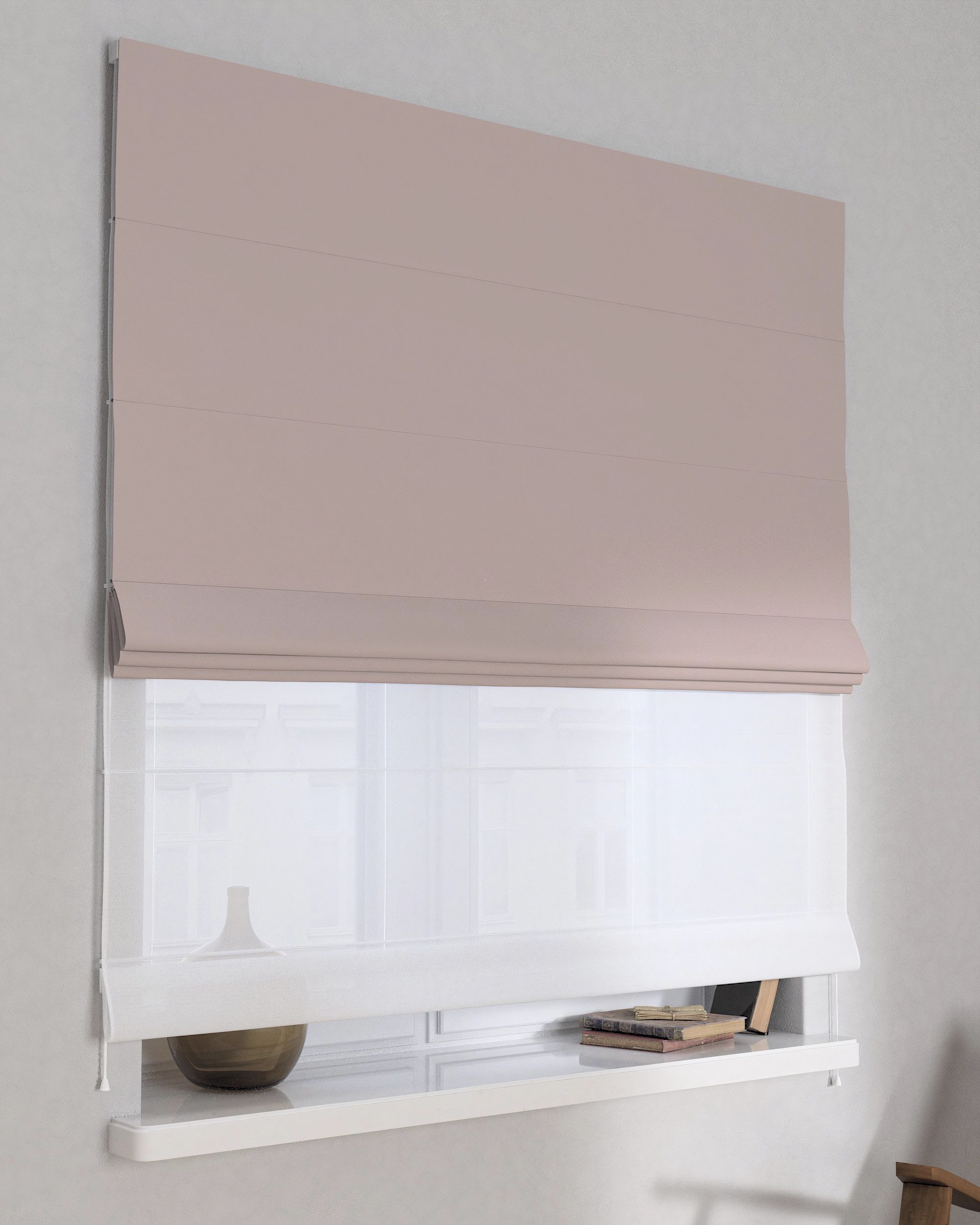 Raffrollo Duo 130x170cm Farbe beige Stoff verdunkelnd