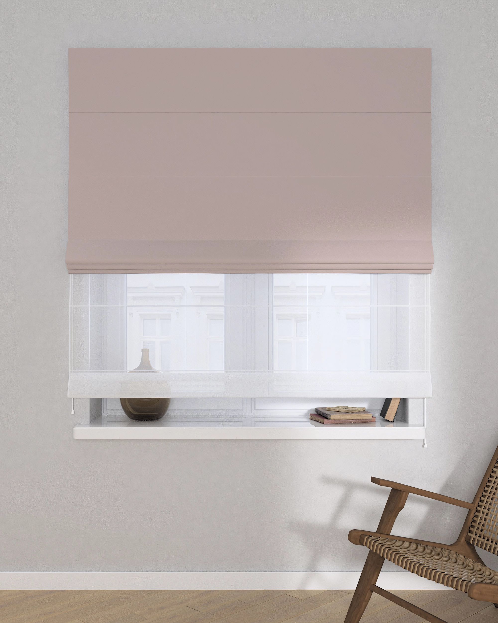 Raffrollo Duo 130x170cm Farbe beige Stoff verdunkelnd (hover)