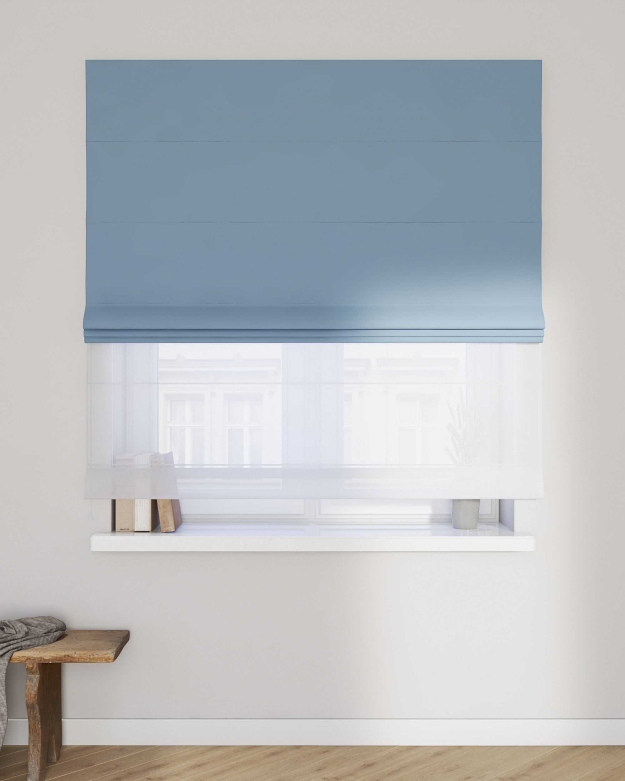 Raffrollo Duo 130x170cm Farbe blau Stoff verdunkelnd (hover)