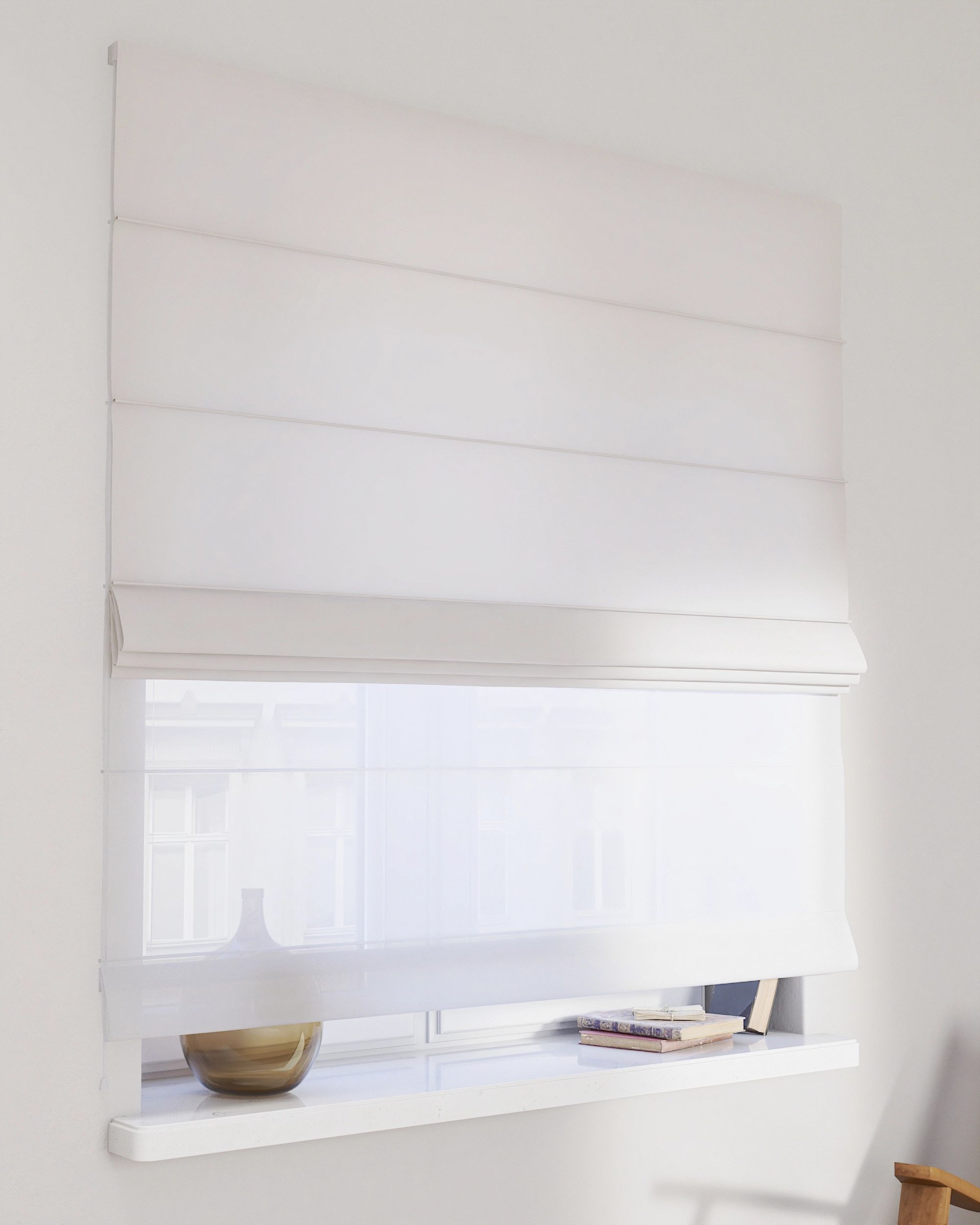 Raffrollo Duo 130x170cm Farbe weiß Stoff halbtransparent, strukturiert