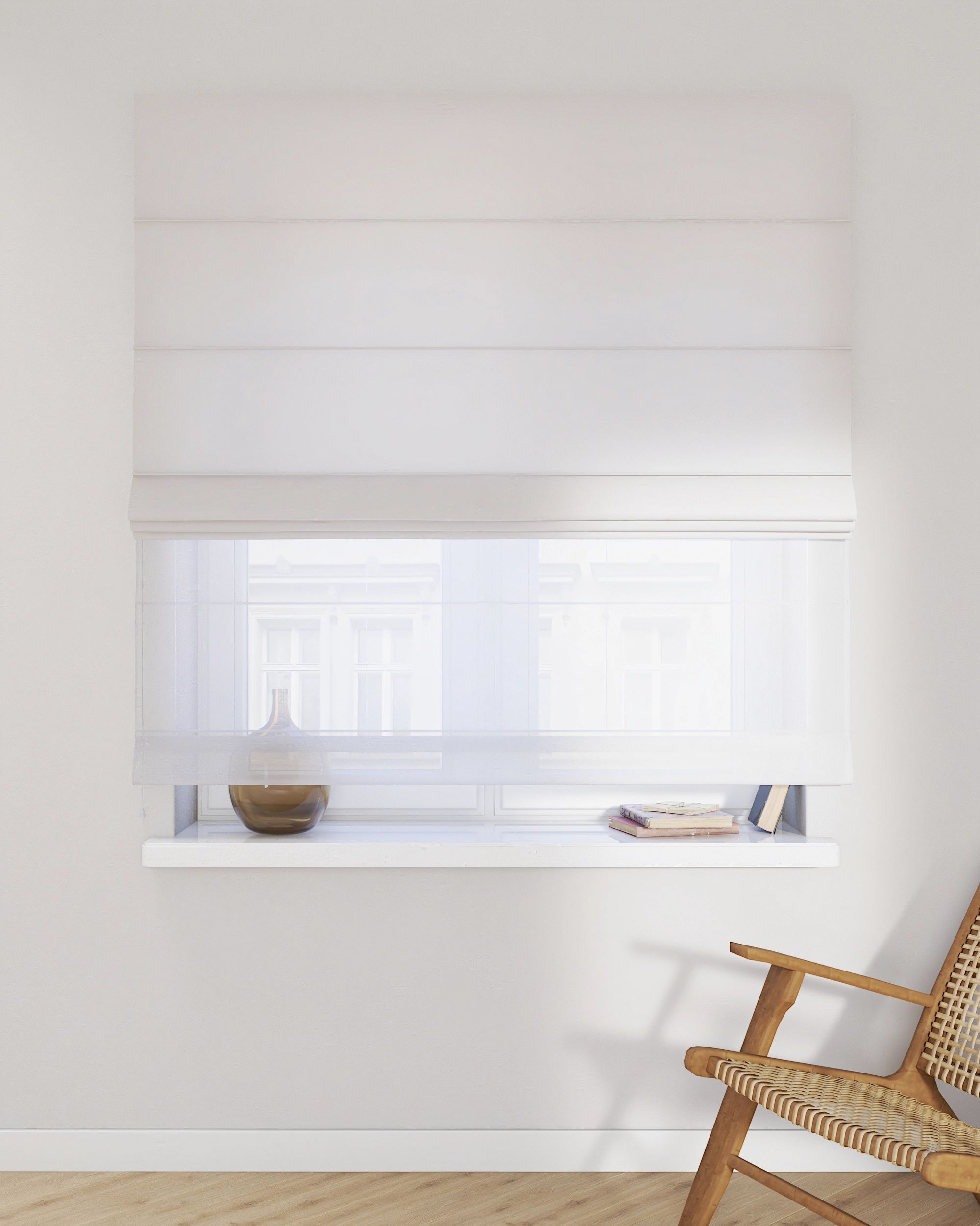 Raffrollo Duo 130x170cm Farbe weiß Stoff halbtransparent, strukturiert (hover)