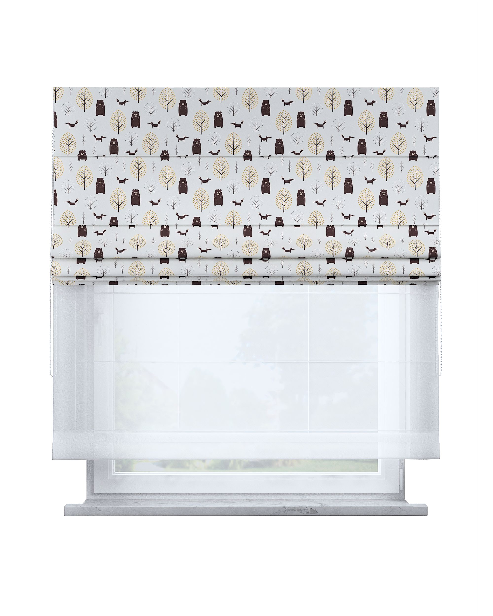 Raffrollo Duo 130x170cm Farbe braun Stoff gemustert