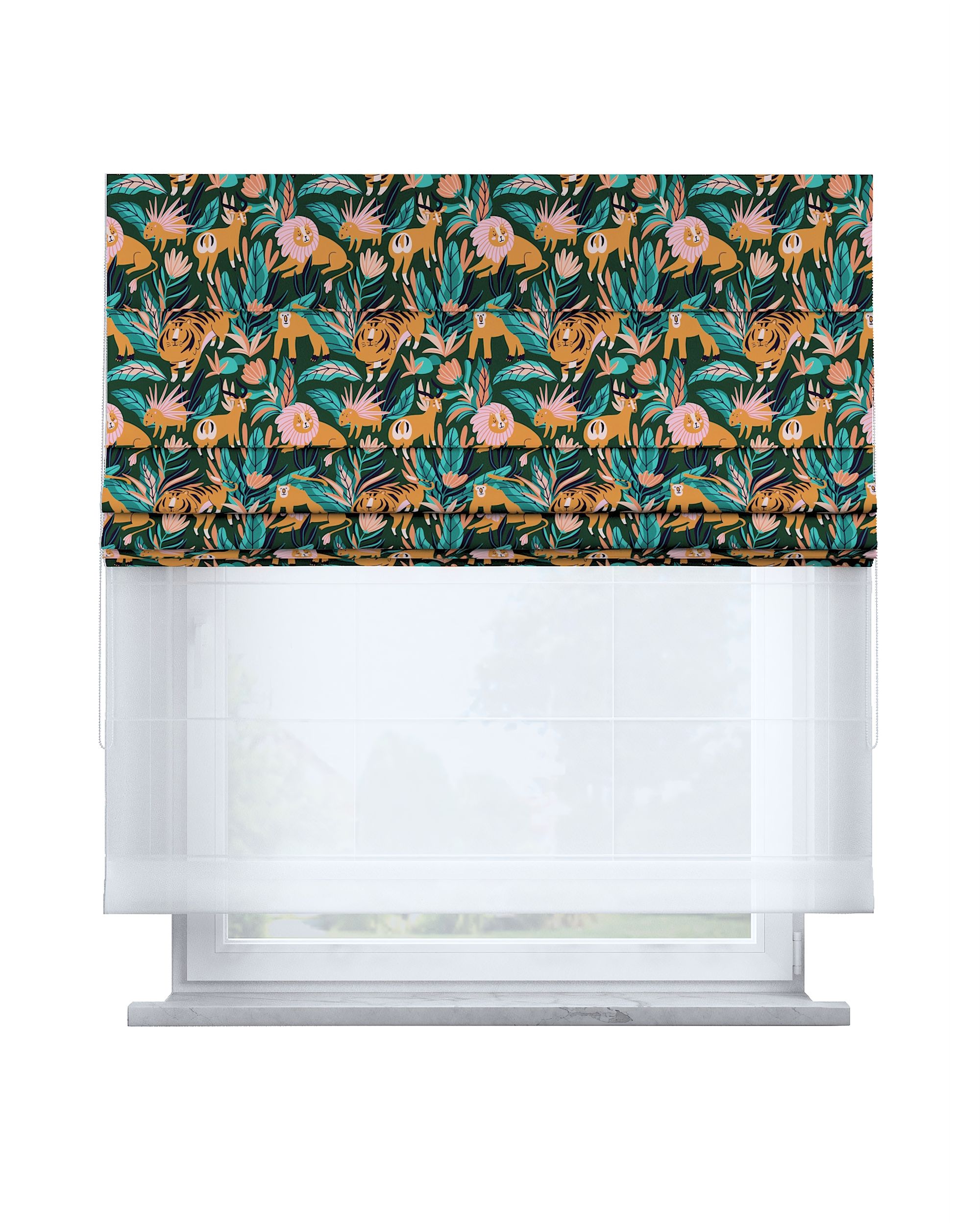 Raffrollo Duo 130x170cm Farbe orange Stoff gemustert