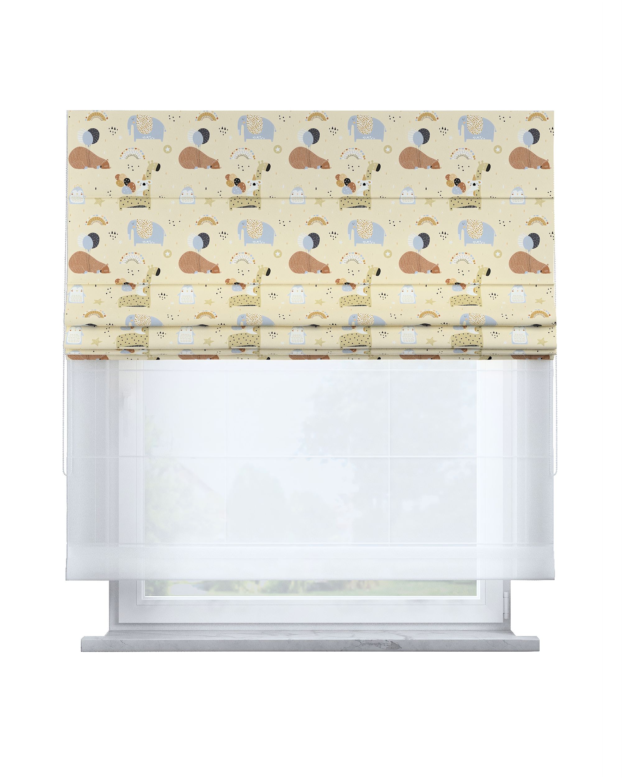 Raffrollo Duo 130x170cm Farbe beige Stoff gemustert