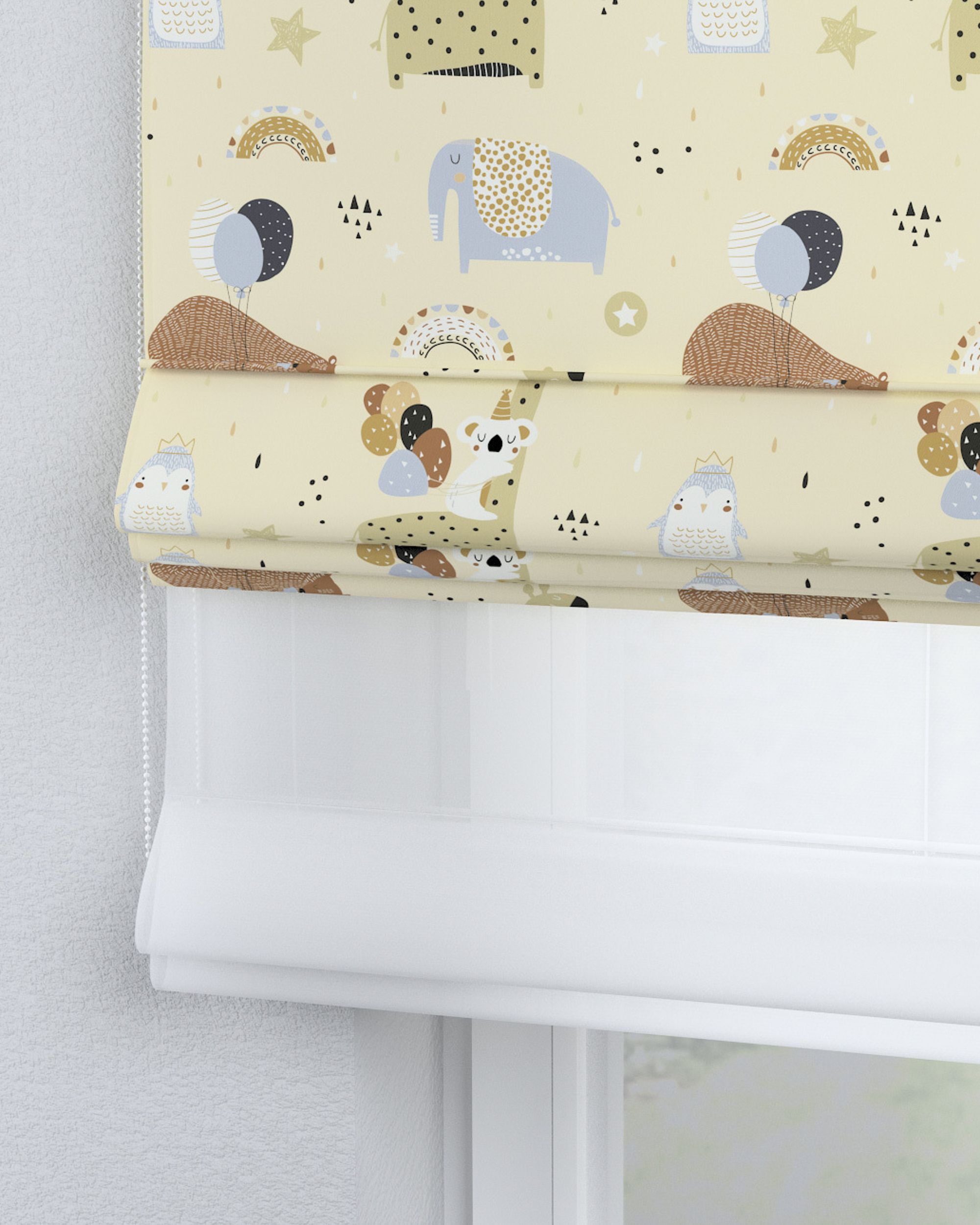 Raffrollo Duo 130x170cm Farbe beige Stoff gemustert (hover)