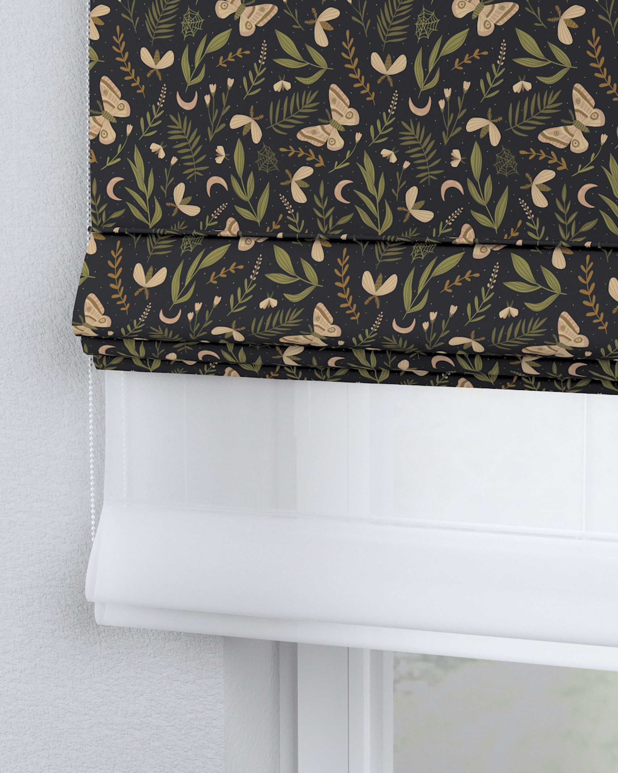 Raffrollo Duo 130x170cm Farbe schwarz Stoff gemustert (hover)
