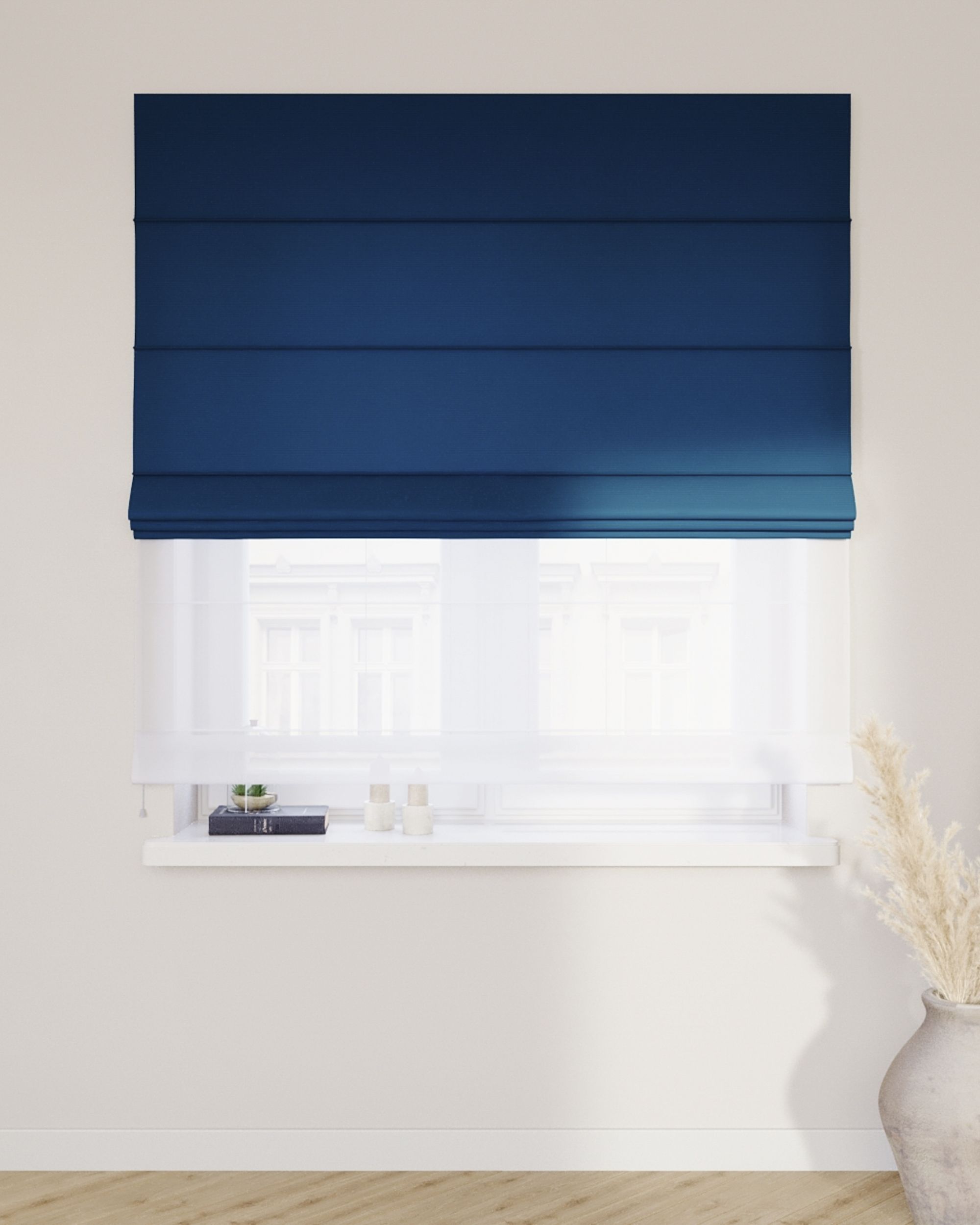 Raffrollo Duo 130x170cm Farbe dunkelblau (hover)
