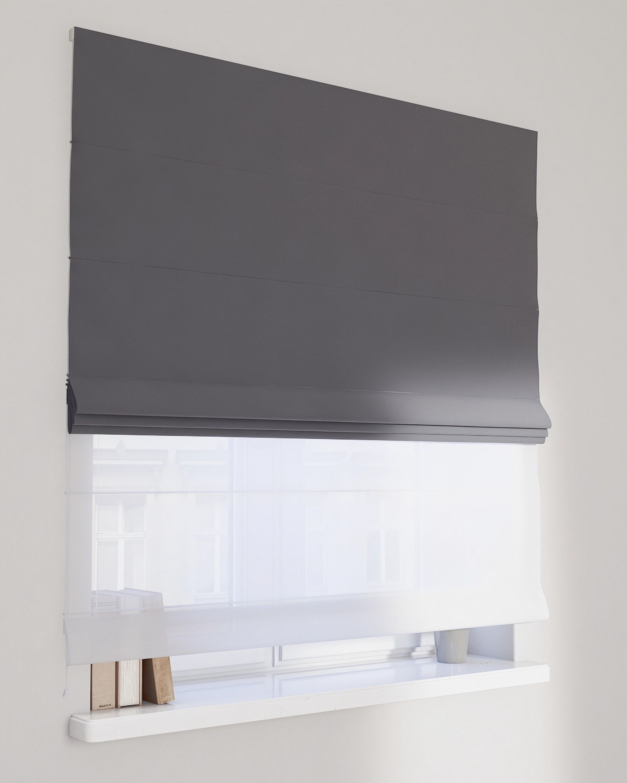 Raffrollo Duo 130x170cm Farbe grau Stoff glänzend, samt