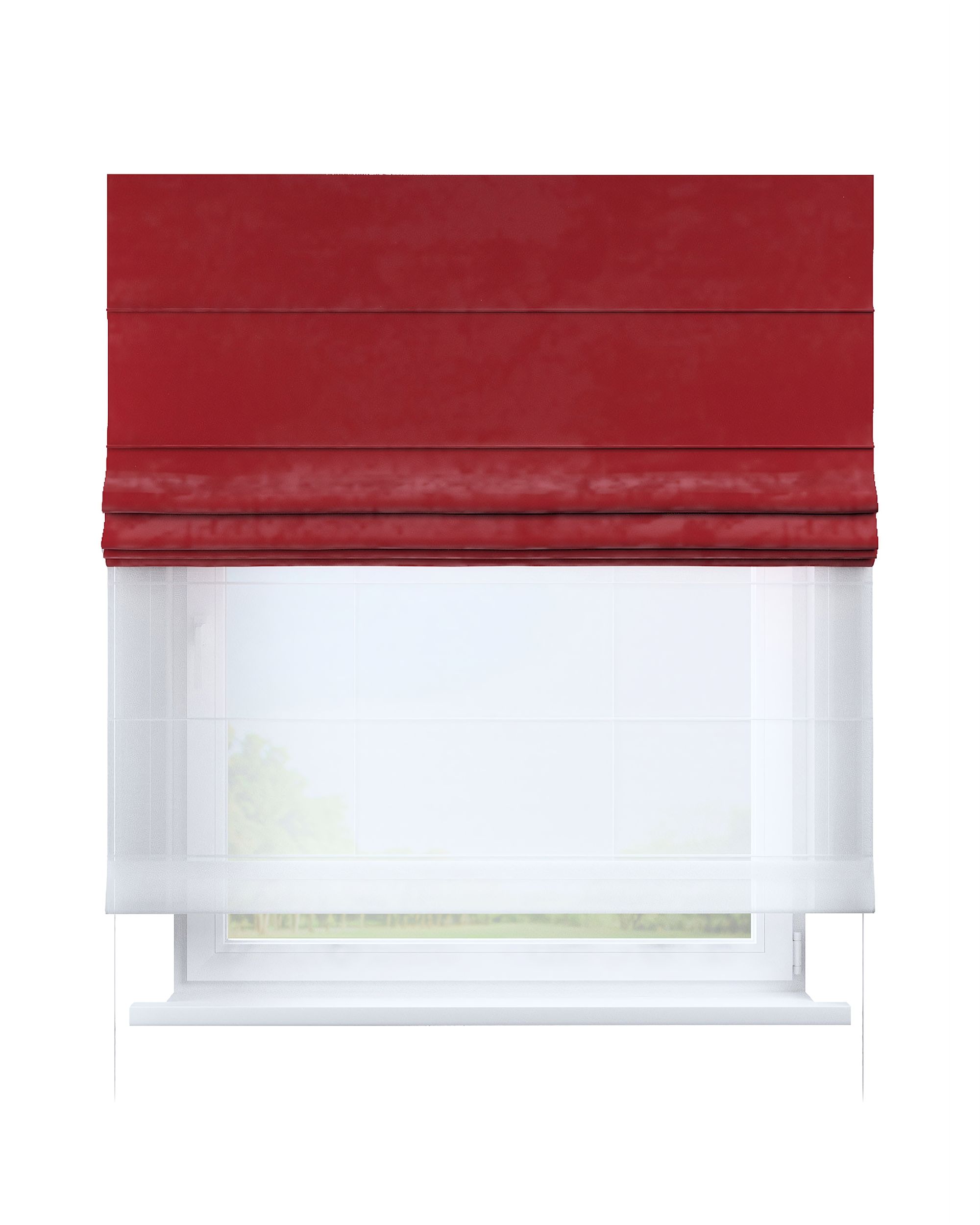 Raffrollo Duo 130x170cm Farbe rot Stoff glänzend, samt