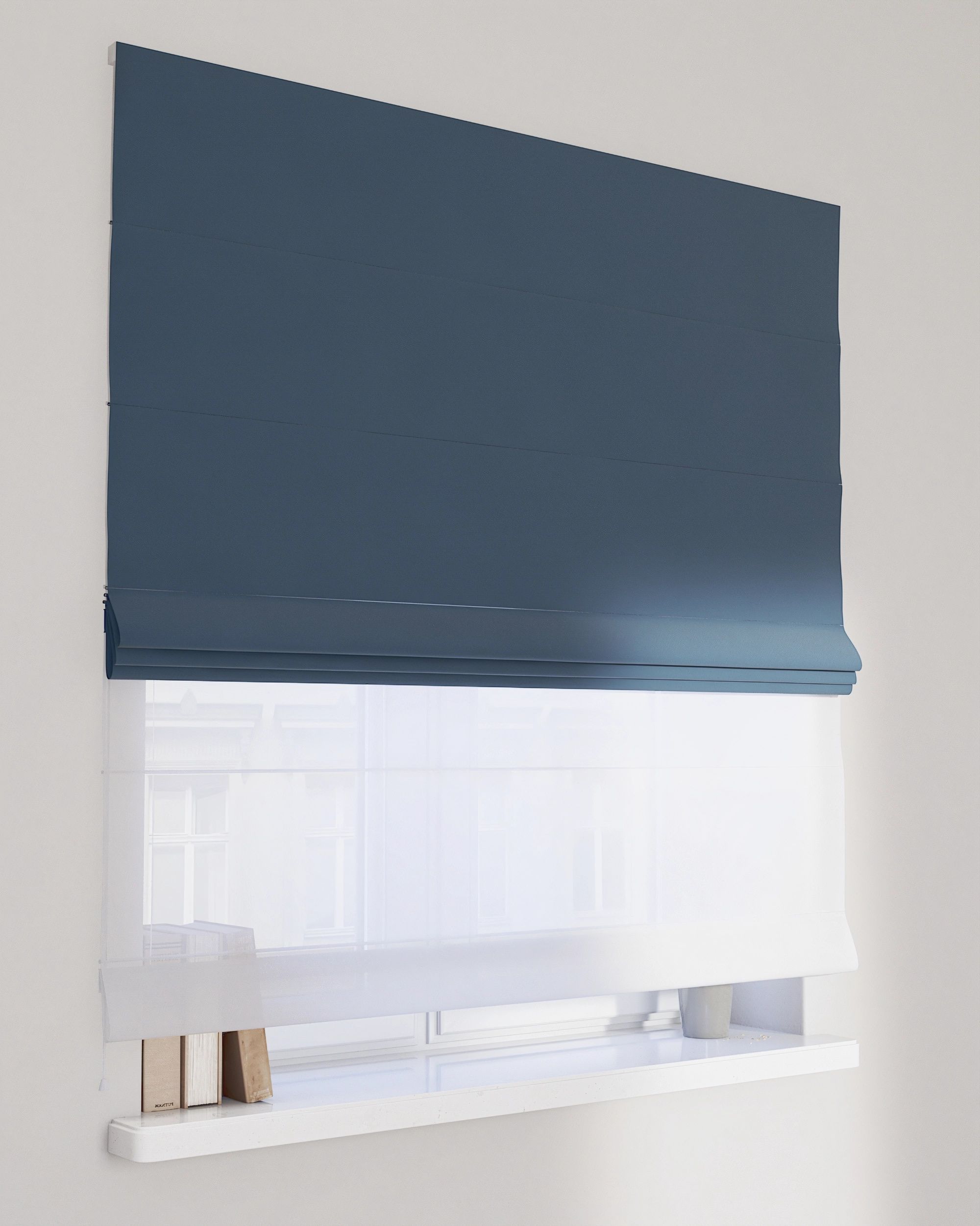 Raffrollo Duo 130x170cm Farbe blau Stoff glänzend, samt