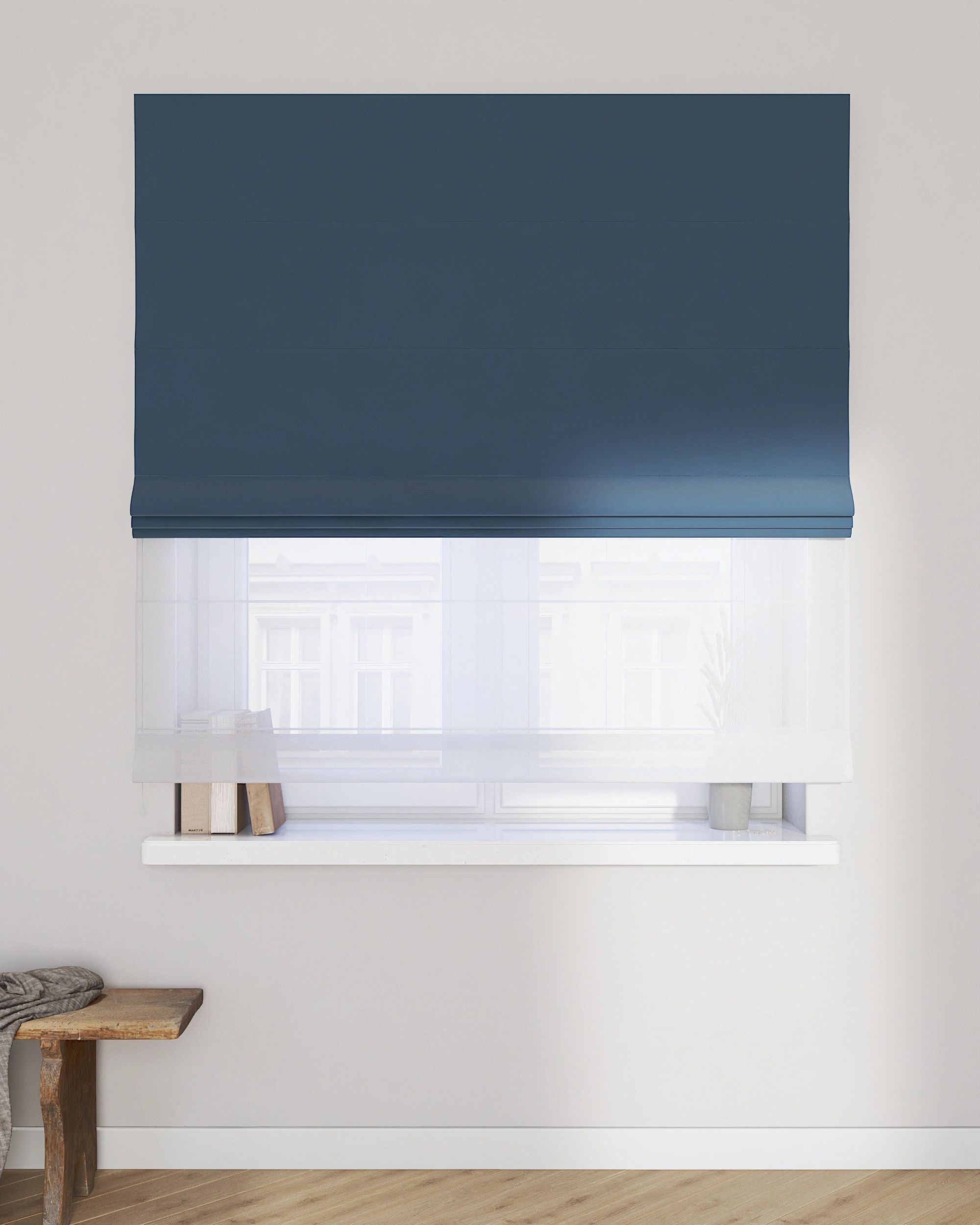 Raffrollo Duo 130x170cm Farbe blau Stoff glänzend, samt (hover)
