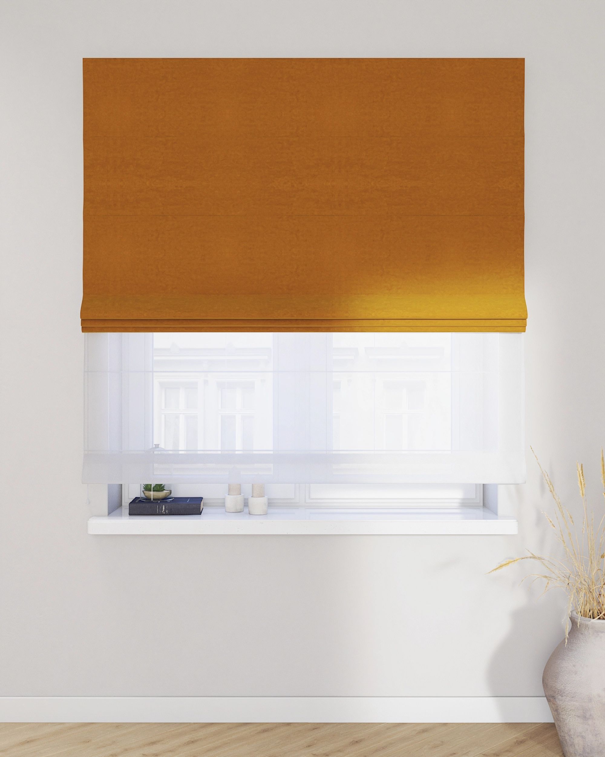 Raffrollo Duo 130x170cm Farbe gelb Stoff glänzend, samt (hover)