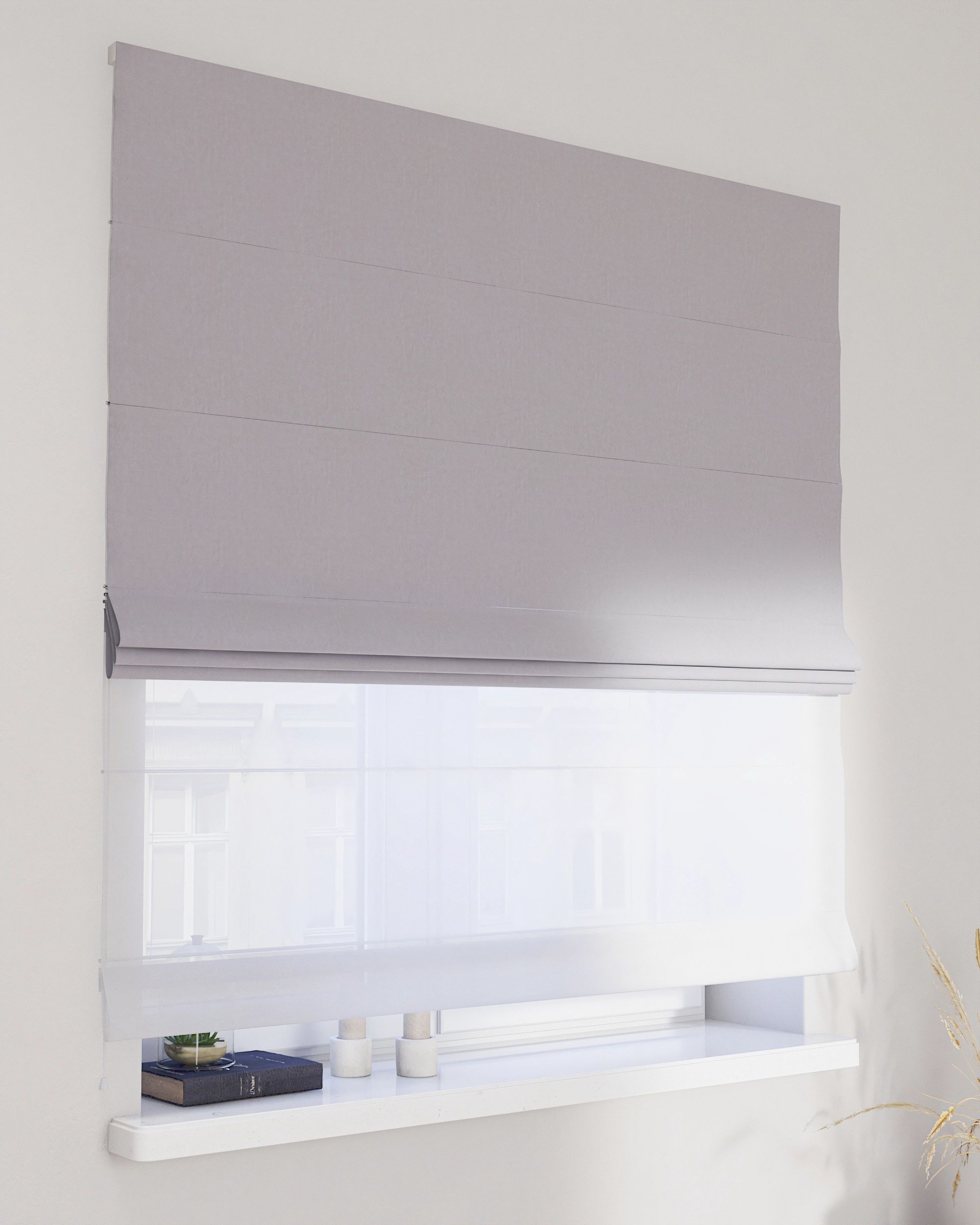 Raffrollo Duo 130x170cm Farbe grau Stoff glänzend, samt