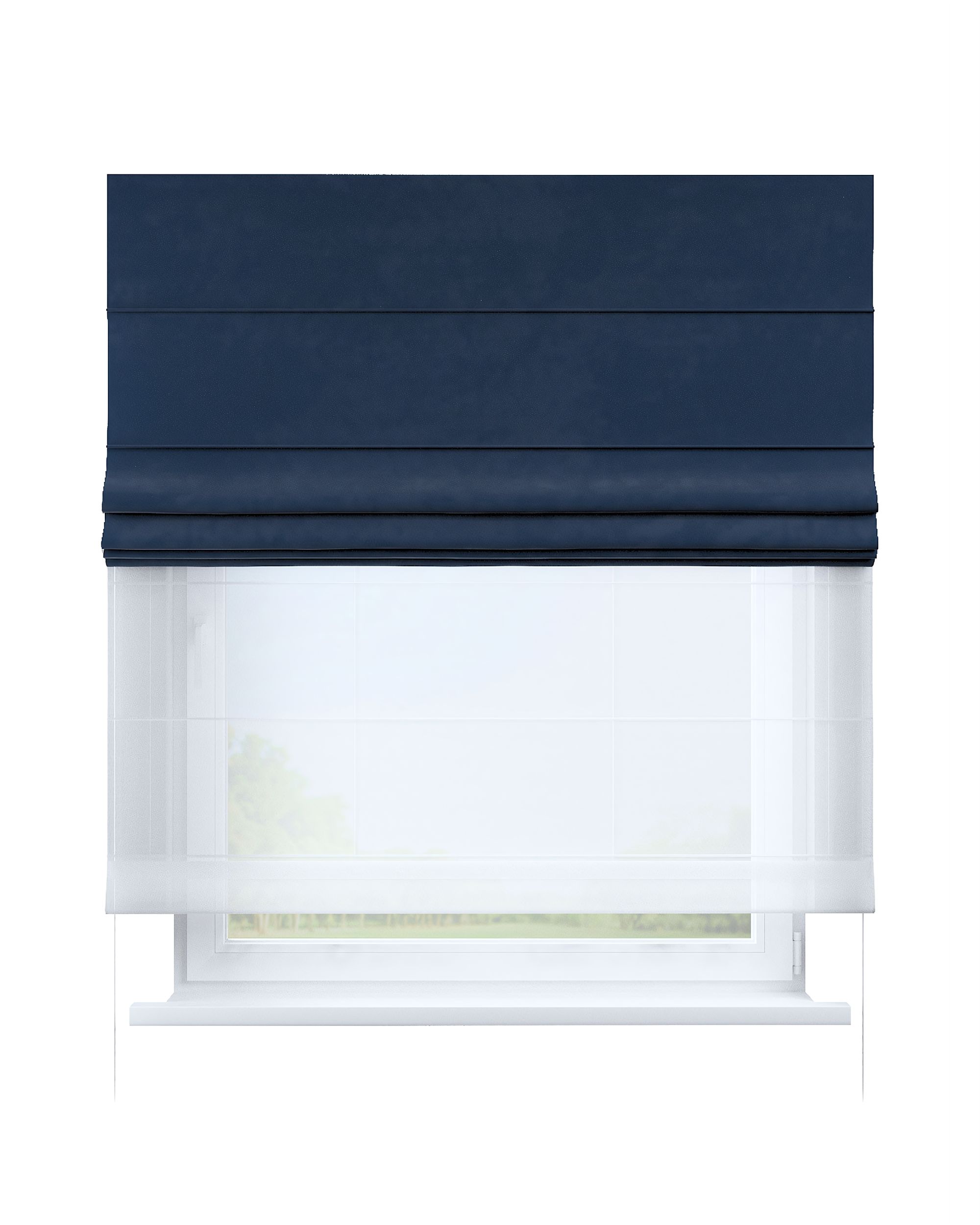Raffrollo Duo 130x170cm Farbe dunkelblau Stoff glänzend, samt
