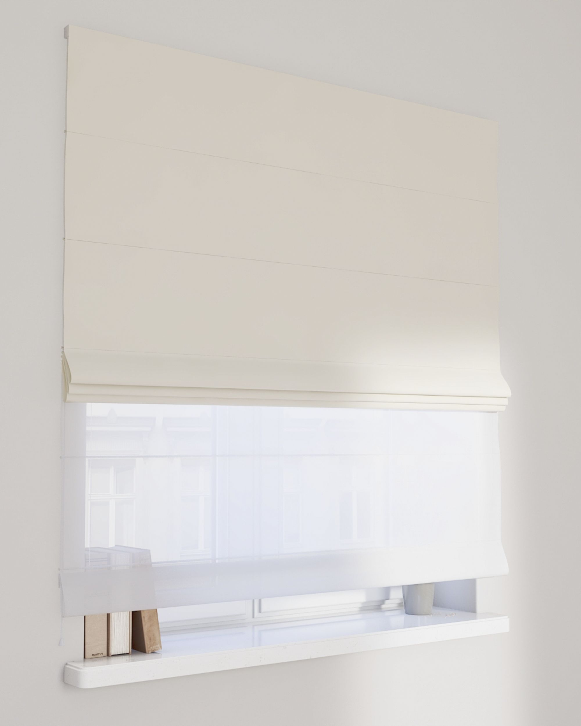 Raffrollo Duo 130x170cm Farbe creme Stoff glänzend, samt