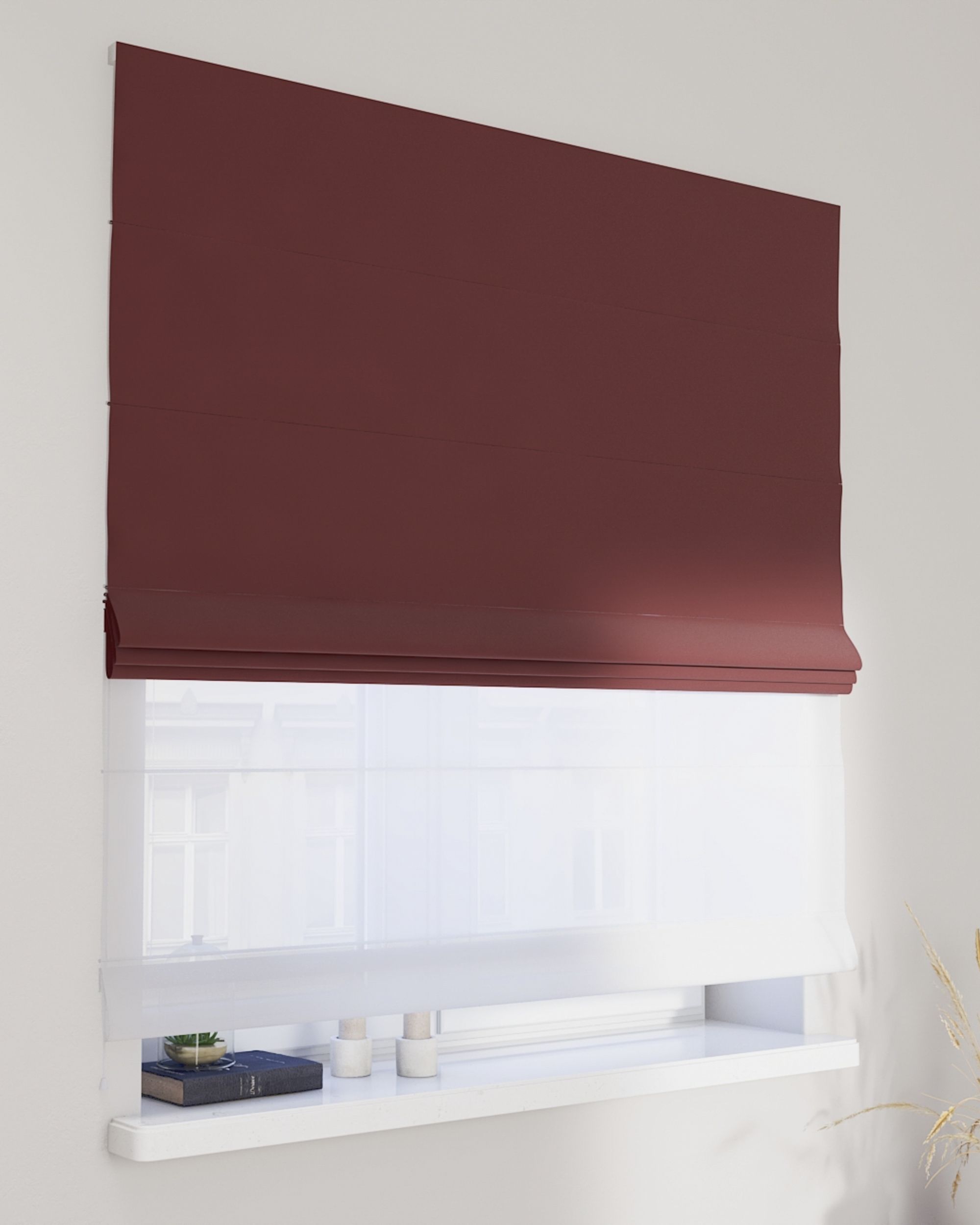 Raffrollo Duo 130x170cm Farbe rot Stoff glänzend, samt