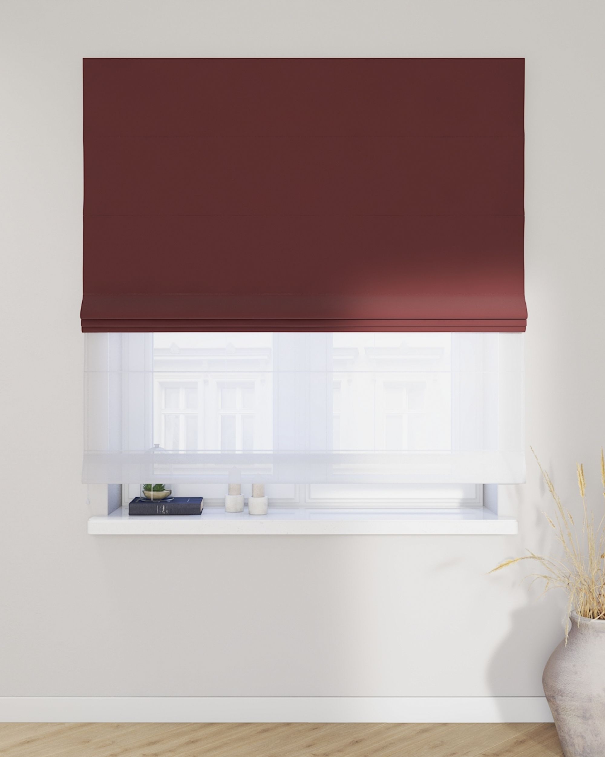 Raffrollo Duo 130x170cm Farbe rot Stoff glänzend, samt (hover)