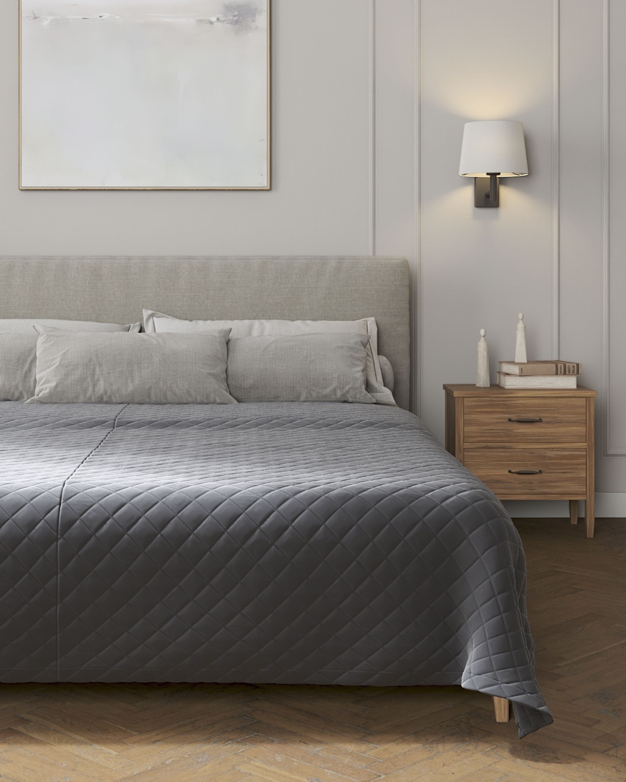 Tagesdecke Posh Velvet Farbe grau Stoff glänzend, samt (hover)