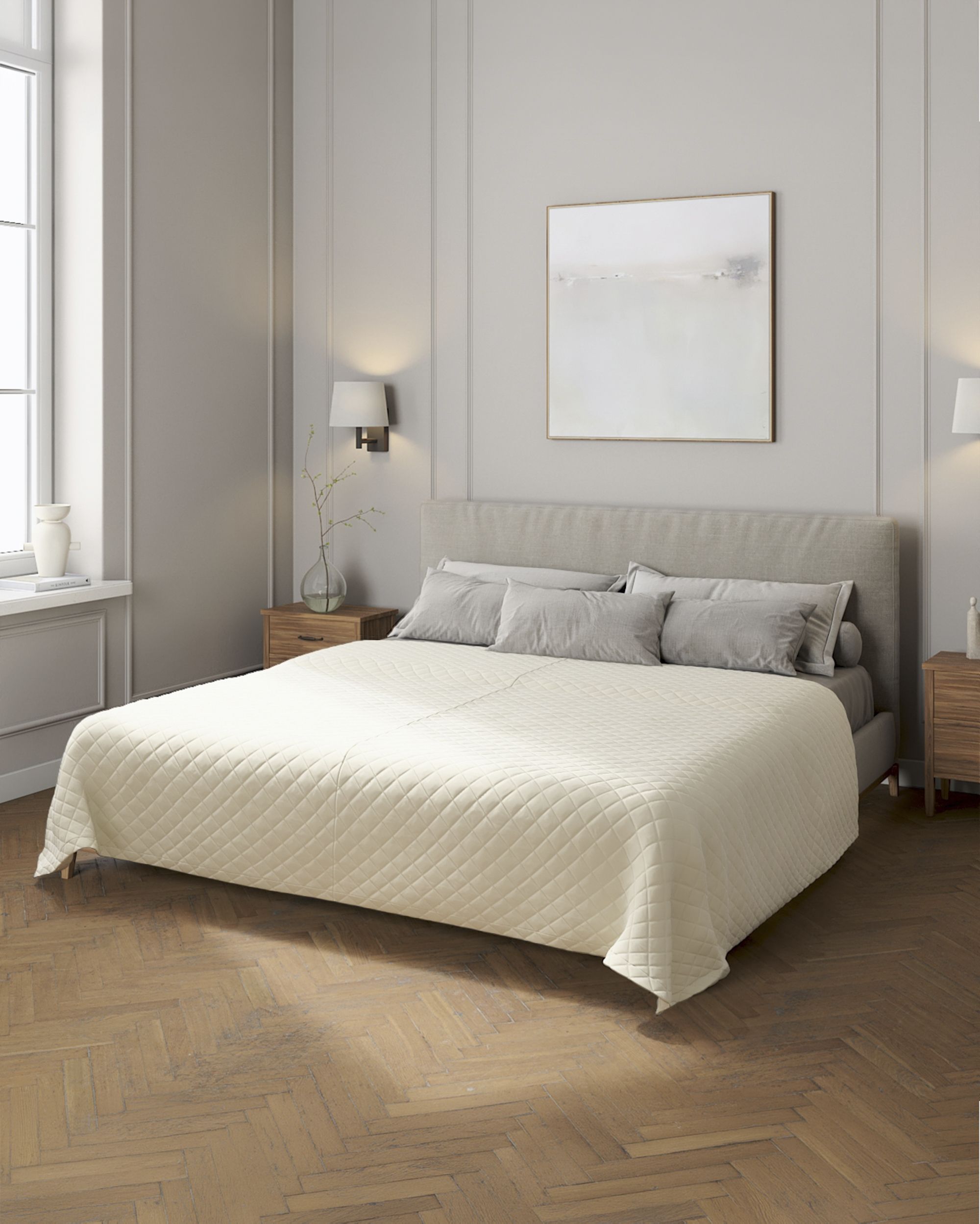 Tagesdecke Posh Velvet Farbe creme Stoff glänzend, samt
