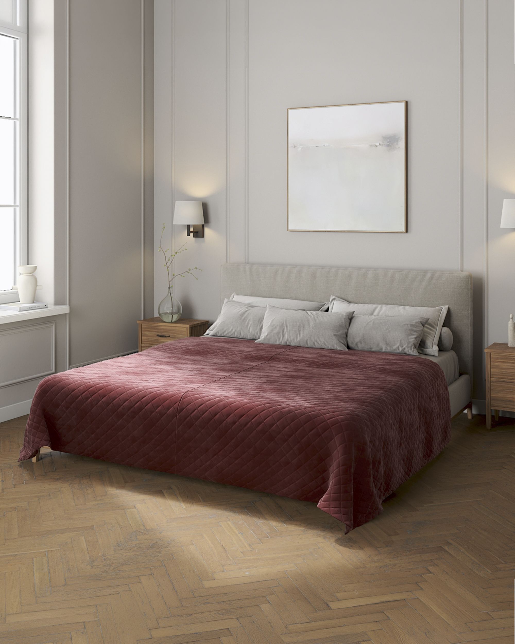 Tagesdecke Posh Velvet Farbe rot Stoff glänzend, samt